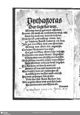 Pythagoras Der sagt furwar