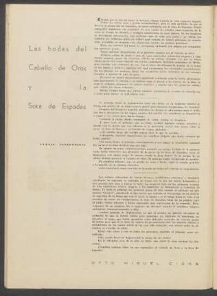Las bodas del Caballo de Oros y la Sota de Espadas : Cuento iverosímil