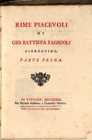 Rime piacevoli di Gio. Battista Fagiuoli Fiorentino, 1