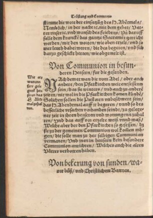Von bekerung von sunden/ warer buß/ und Christlichem Bannen.
