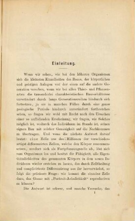 Die Continuität des Keimplasma's als Grundlage einer Theorie der Vererbung
