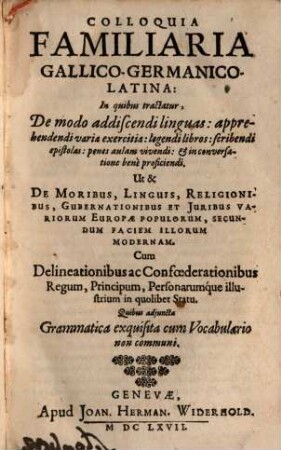 Entretiens familiers Français, Allemand et Latin