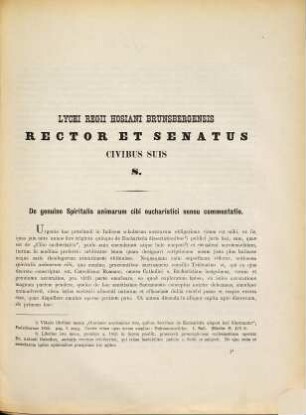 De genuino spiritalis animarum cibi eucharistici sensu commentatio