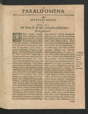 Paralipomena Ad Institutiones.