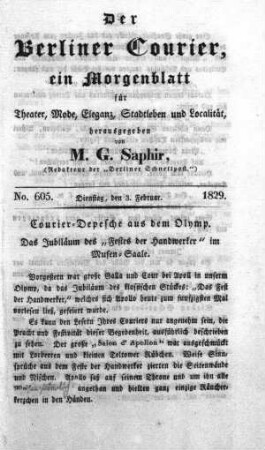 No. 605., Dienstag, den 3. Februar 1829