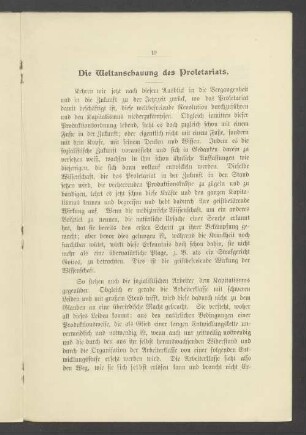 Die Weltanschauung des Proletariats