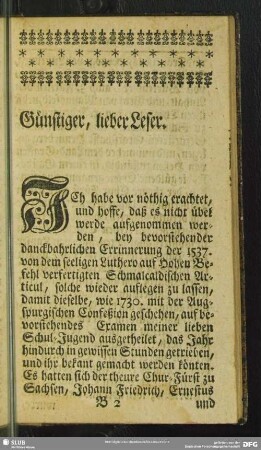 Günstiger, lieber Leser