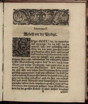 Immanuel! Gebeth vor der Predigt.
