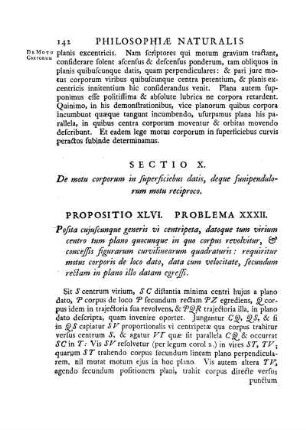 Sectio X. De motu corporum insuperficiebus datis, deque funipendulorum motureciproco.