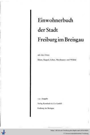 Einwohnerbuch der Stadt Freiburg im Breisgau : 1959