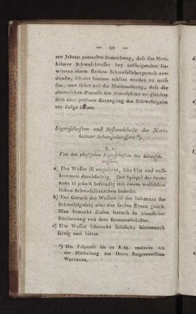 §. 1. Von den physischen Eigenschaften des Schwefelwassers.