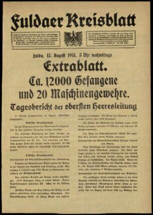 Ausgabe vom Sonntag, den 15. August 1915.