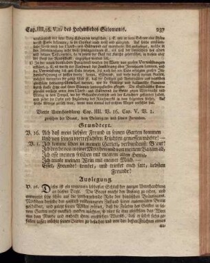 Vierte Unterhandlung Cap. IIII. V. 16. Cap. V. V. 1. zwischen der Braut, dem Bräutigam und seinen Freunden.