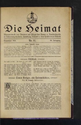 November 1918. Nr. 11. 28. Jahrgang.