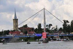 Touristisches Zentrum in Masuren : Die Stadt ist der touristische Mittelpunkt Masurens mit moderner Infrastruktur im Zentrum. Aufgenommen am 11. Juli 2009 in Mikolajki (Nikolaiken)