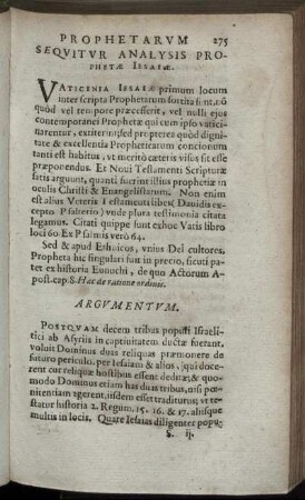 Sequitur Analysis Prophetæ Iesaiæ.