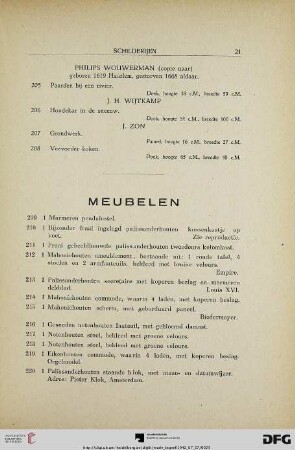 Meubelen (Nr. 209-308)