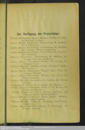 Zur Verfügung der Preisrichter