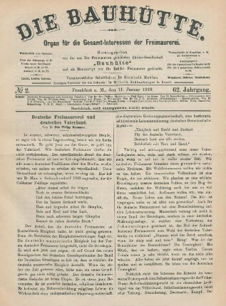 No 2. Frankfurt a. M., den 11. Januar 1919. 62. Jahrgang.