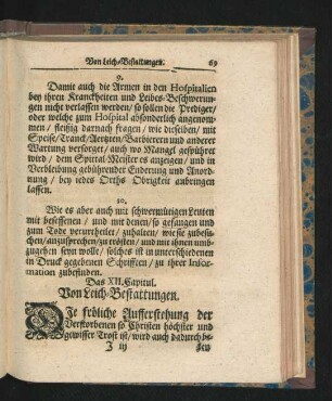 Das XII. Capitul. Von Leich-Bestattungen.