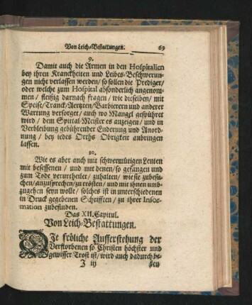 Das XII. Capitul. Von Leich-Bestattungen.