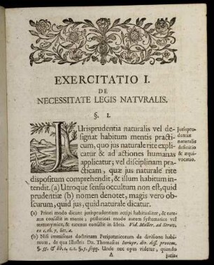 Exercitatio I. De Necessitate Legis Naturalis.