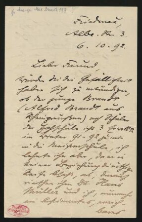Brief an Philipp Spitta : 06.10.1892