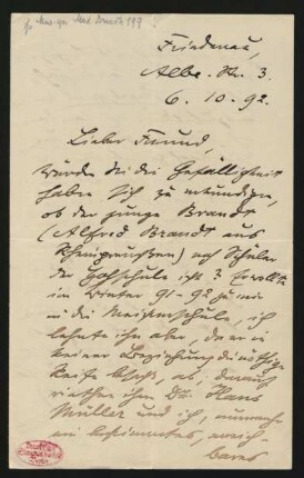 Brief an Philipp Spitta : 06.10.1892