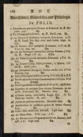 168-183, Alterthümer, Götterlehre, und Philologie. In Folio. - In Duodecimo.