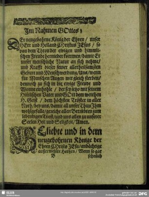 Leichenpredigt : Tugendsamer Frauen Ehrn- und GottesLob, [allg. Eingang], [Text], [Eingang], Exergasia