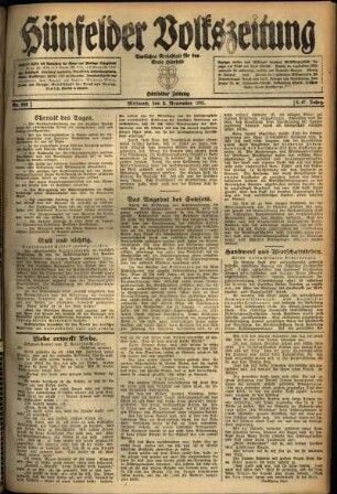 Ausgabe vom Mittwoch, den 02. November 1921.