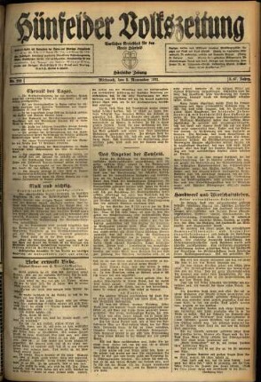 Ausgabe vom Mittwoch, den 02. November 1921.