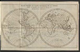 Mappe-Monde Ou Carte Generale De La Terre, Sur la quélle est tracé öe Voyage de Robinson Crusoe.