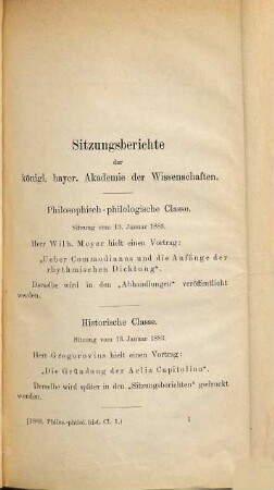 Sitzungsberichte der Bayerischen Akademie der Wissenschaften, Philosophisch-Philologische und Historische Klasse, 1883