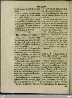 XII. Febris Maligna Cum Stillicidio Sanguinis Lethalis