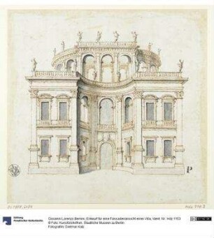 Entwurf für eine Fassadenansicht einer Villa