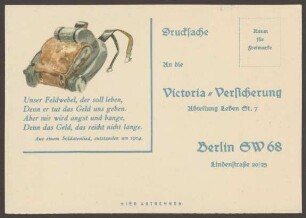 Werbepostkarte "Victoria-Ausbildungs-Versicherung", Lindenstraße 20-25