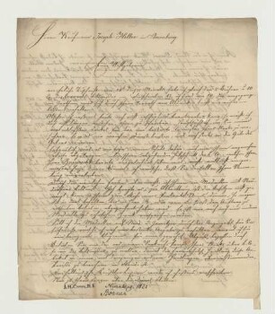 Brief von Johann Andreas Boerner an Joseph Heller