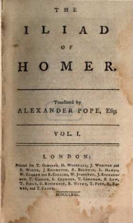 The Iliad, 1 (1763)