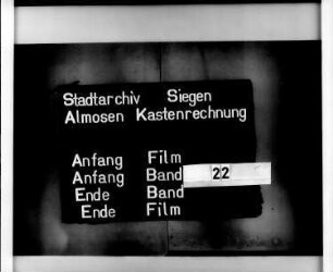 Almosenkastenrechnung der Stadt Siegen der Kastenmeister Henn Kantengiesser und Thomas Gotschalck