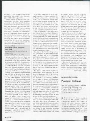 Zum Jubiläumsjahr: Zweimal Bellman