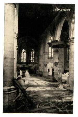 Nummerierte Kriegs-Erinnerungs-Karte: o.Nr.: Becelaere (Kircheninneres)