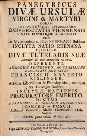Panegyricus divae Ursulae virgini et martyri