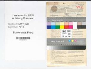 Entnazifizierung Franz Blumensaat , geb. 24.04.1902 (Kaufmann)