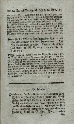 10. Philologie.