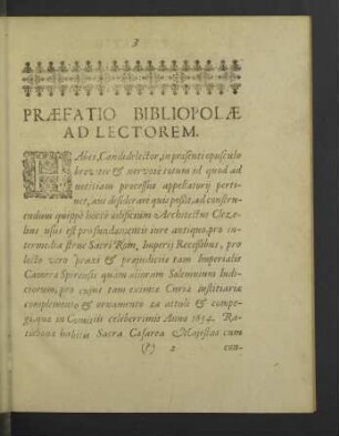 Praefatio Bibliopolae ad Lectorem.