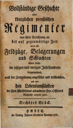 Geschichte und Nachrichten von dem königl. preuß. Fuselierregimente Fürst von Nassau und Usingen ...