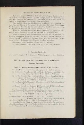 B. Spezial-Berichte über die Thätigkeit der einzelnen Abtheilungen und ihre Arbeiten.