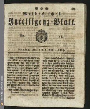 No. 15. Dienstag, den 11ten April 1809