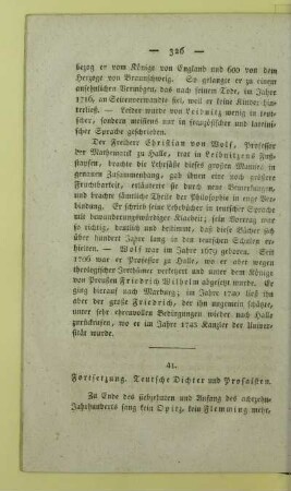 41. Fortsetzung. Teutsche Dichter und Prosaisten